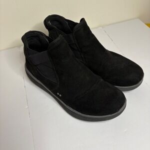 Ryka Black Suede Water Repellent Slip On Ankle Boots Women's Size 9.5 M